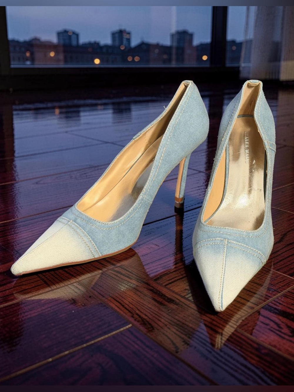 Azalea Wang NWT Sz 10 Light Blue Denim Pointed-Toe Stiletto Pumps (SH343)